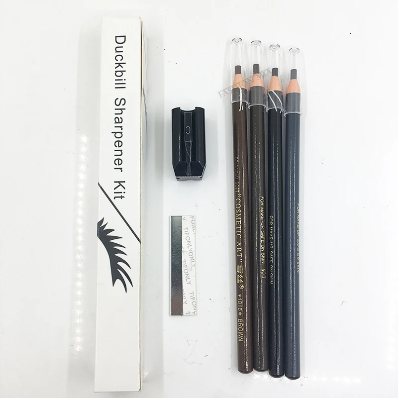 

Microblading Eyebrow Pencil Kits 4Pcs Waterproof Eyebrow Pencils 1Pcs Multifunctional Sharpener Tool 1Pcs Eyebrow trimming Blade
