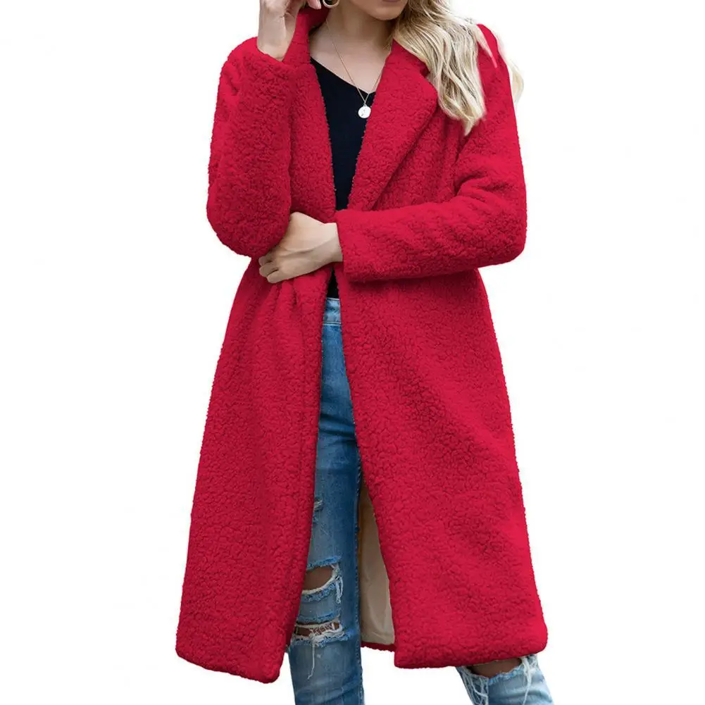 

Autumn Winter Women Faux Fleece Overcoat Long Sleeve Coat Open Front Cardigan