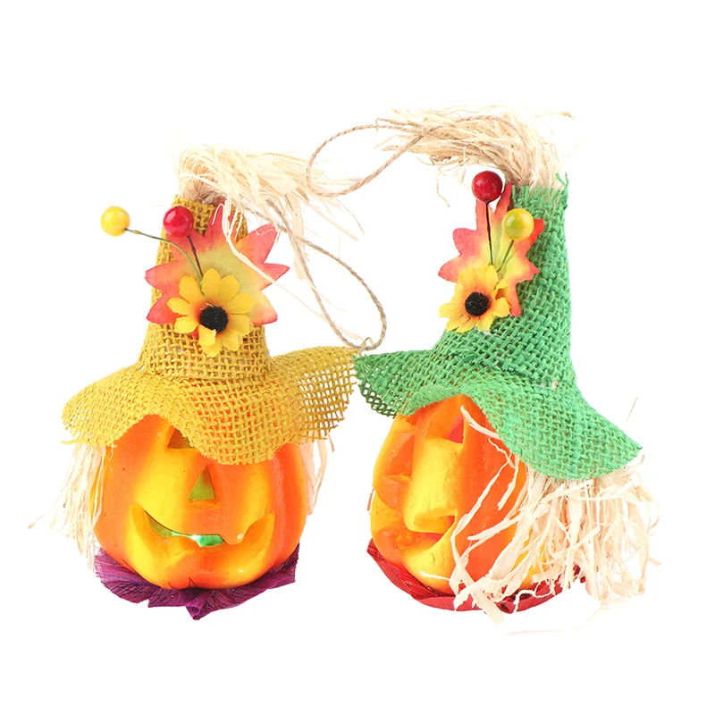 Светодиодный подвесной ночник на Хэллоуин ажурный фонарь в виде тыквы с шляпой