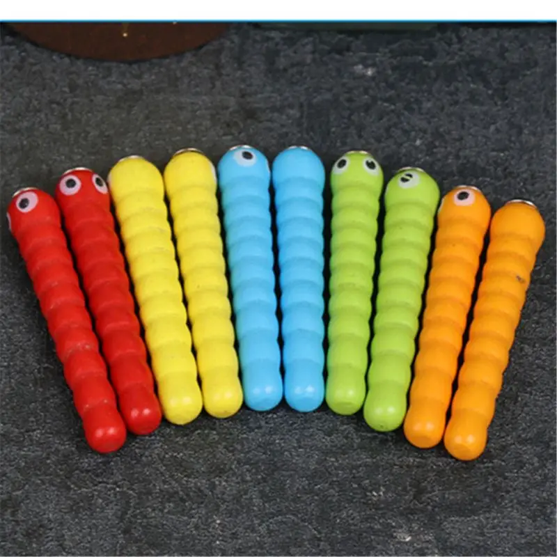 

1 Wand + 5 Worms For Catch Worm Game Strawberry Grasping Baby Wooden Toys