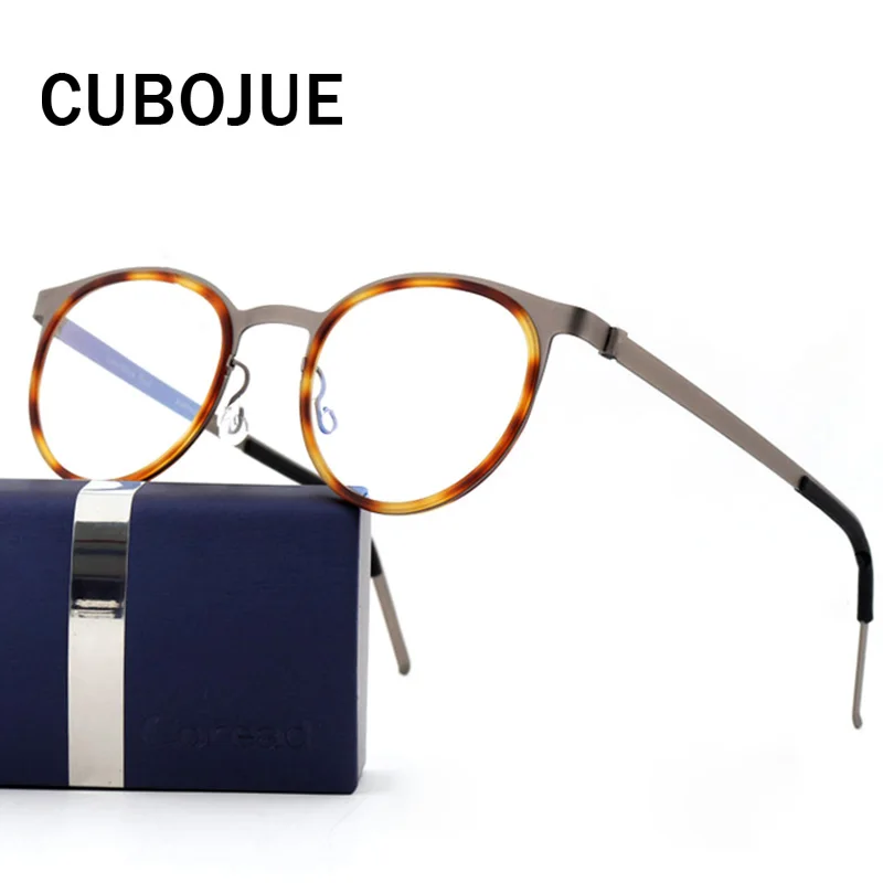 Мужские титановые очки CUBOJUE винтажные круглые по рецепту при близорукости