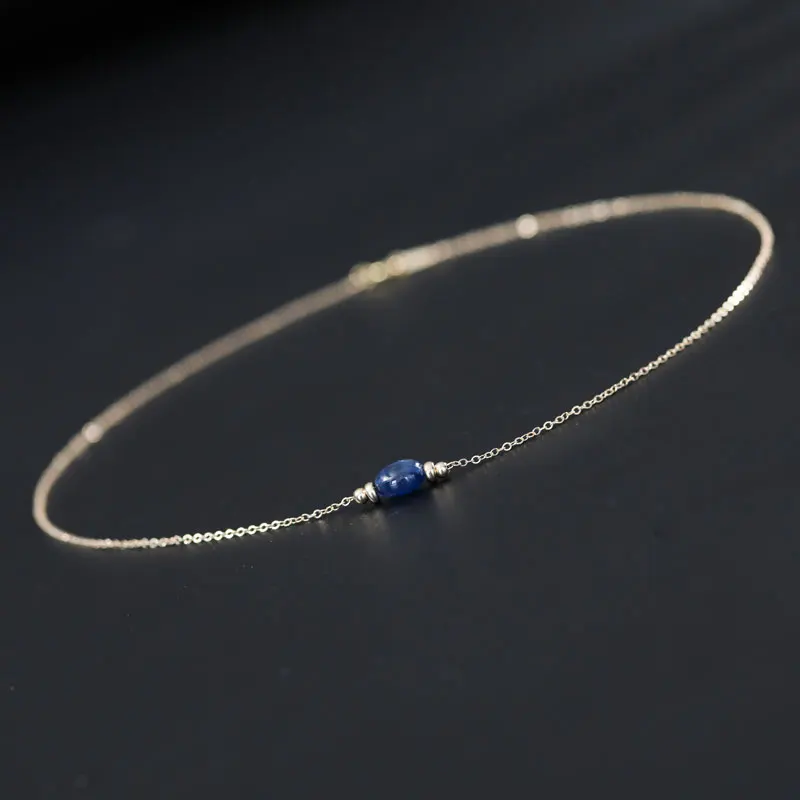 

DMBS212 14K Gold Injection Sapphire Pendant Gemstone Choi Ranran Handmade Necklace Female Clavicle Chain
