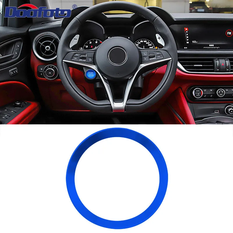 Blue Ring Doofoto кнопка запуска и остановки автомобиля кольцо крышки для Alfa Romeo 159 Giulietta 147 Mito 156 Giulia GT Stelvio Brera аксессуары Стайлинг - Название цвета: Blue Ring