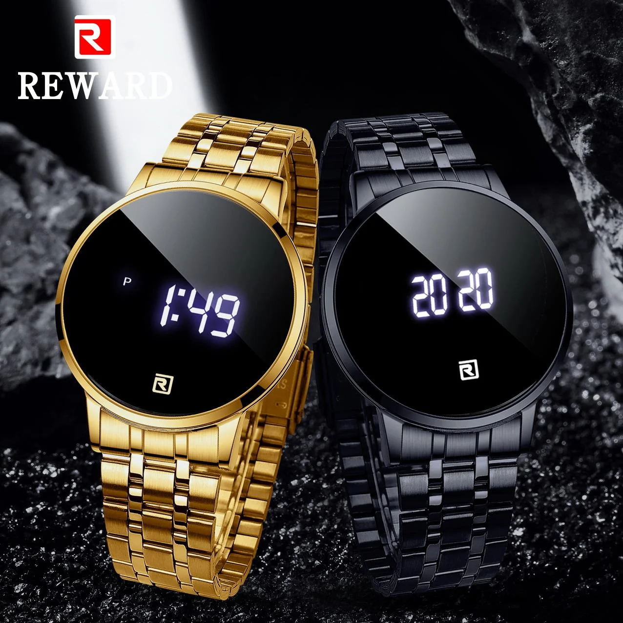 Reloj de pulsera Digital de acero inoxidable para hombre, accesorio masculino de pulsera resistente