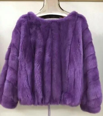 Custom purple Женский пуловер из натурального меха норки, осенняя и зимняя короткая популярная шуба из натурального меха норки, женская верхняя одежда - Цвет: Custom purple