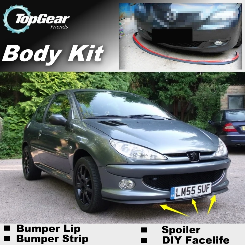 

Bumper Lip Deflector Lips For Peugeot 206 / Naza 206 Front Spoiler Skirt For Top Gear Friends Car View Tune / Body Kit / Strip
