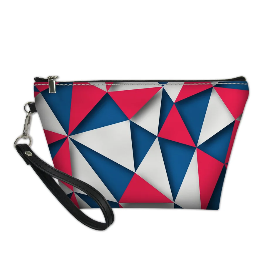 

Cosmetic Bag for Girls Triangle Geometric Pattern Make Up Case Professional with Zipper Toiletry Bags Porta Trucchi Borsa
