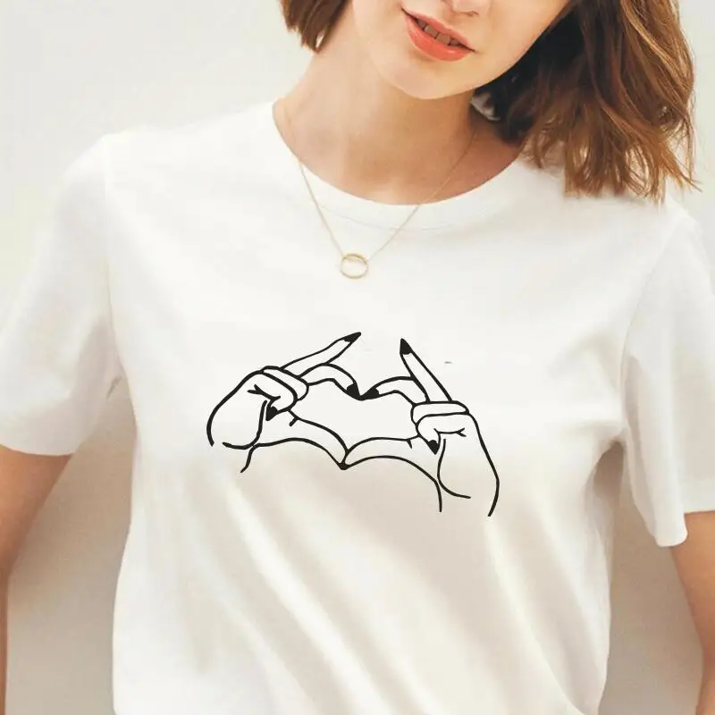 

Модная женская футболка с принтом Love, летняя хипстерская футболка с коротким рукавом, Женская Корейская футболка в стиле Харадзюку, женские...