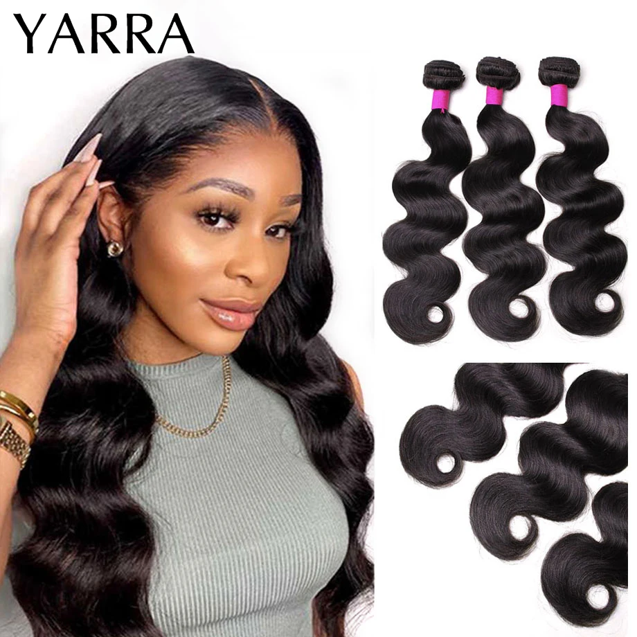 

Body Wave Bundles With 4x4 Lace Pre Plucked Closure Remy Brazilian Human Hair Three Free Middle Part 8-20" Curly Bundles YARRA