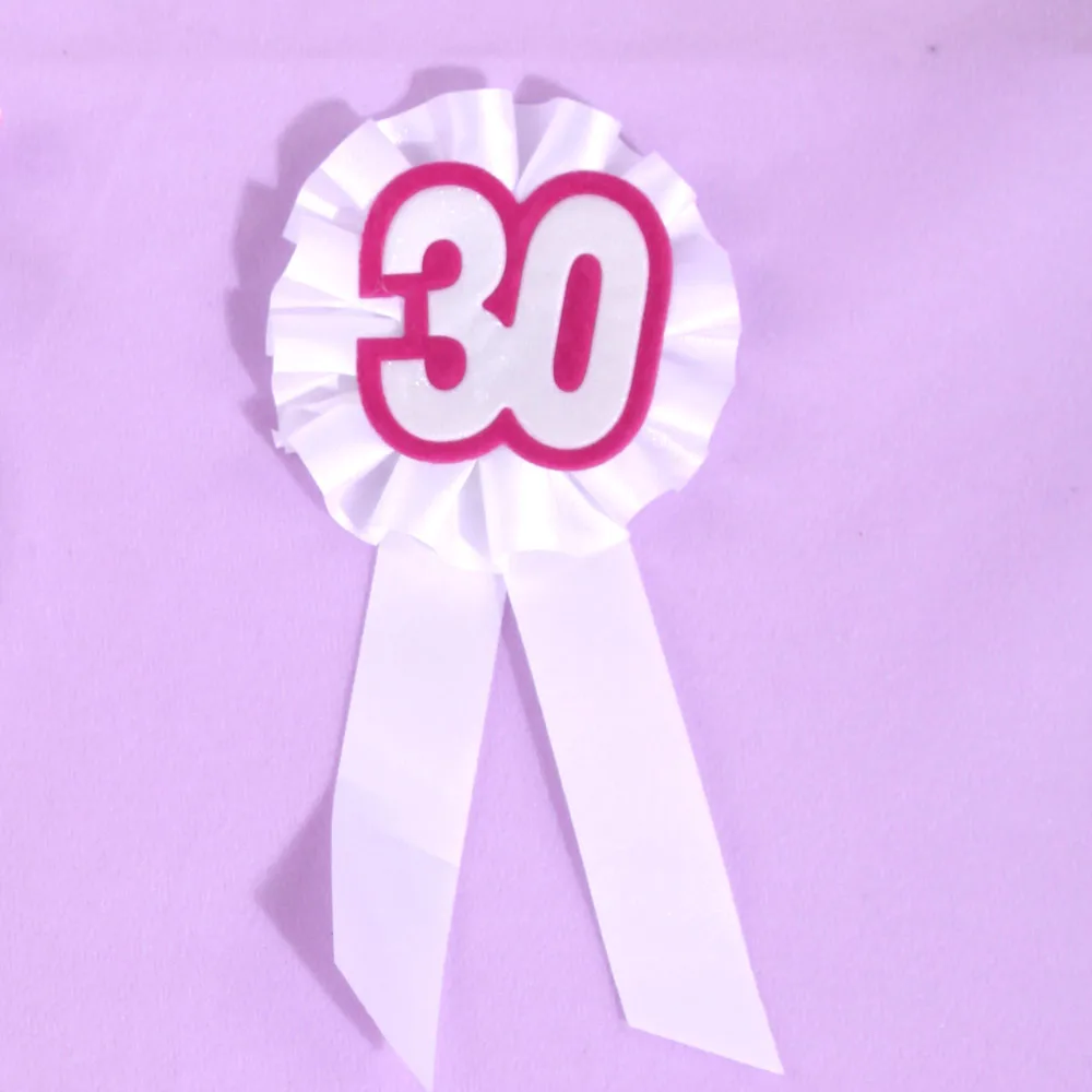 6pcs wholesale pink purple glitter happy birthday brooch white ribbon 21 30 40 50 souvenir event party favor | Дом и сад