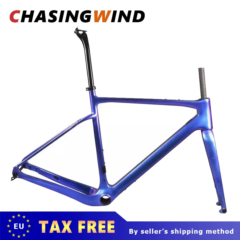 

CW carbon frame gravel frame 700C road bike frame BSA/BB30 Disc brake gravel bicycle frameset gravel bike Chameleon color