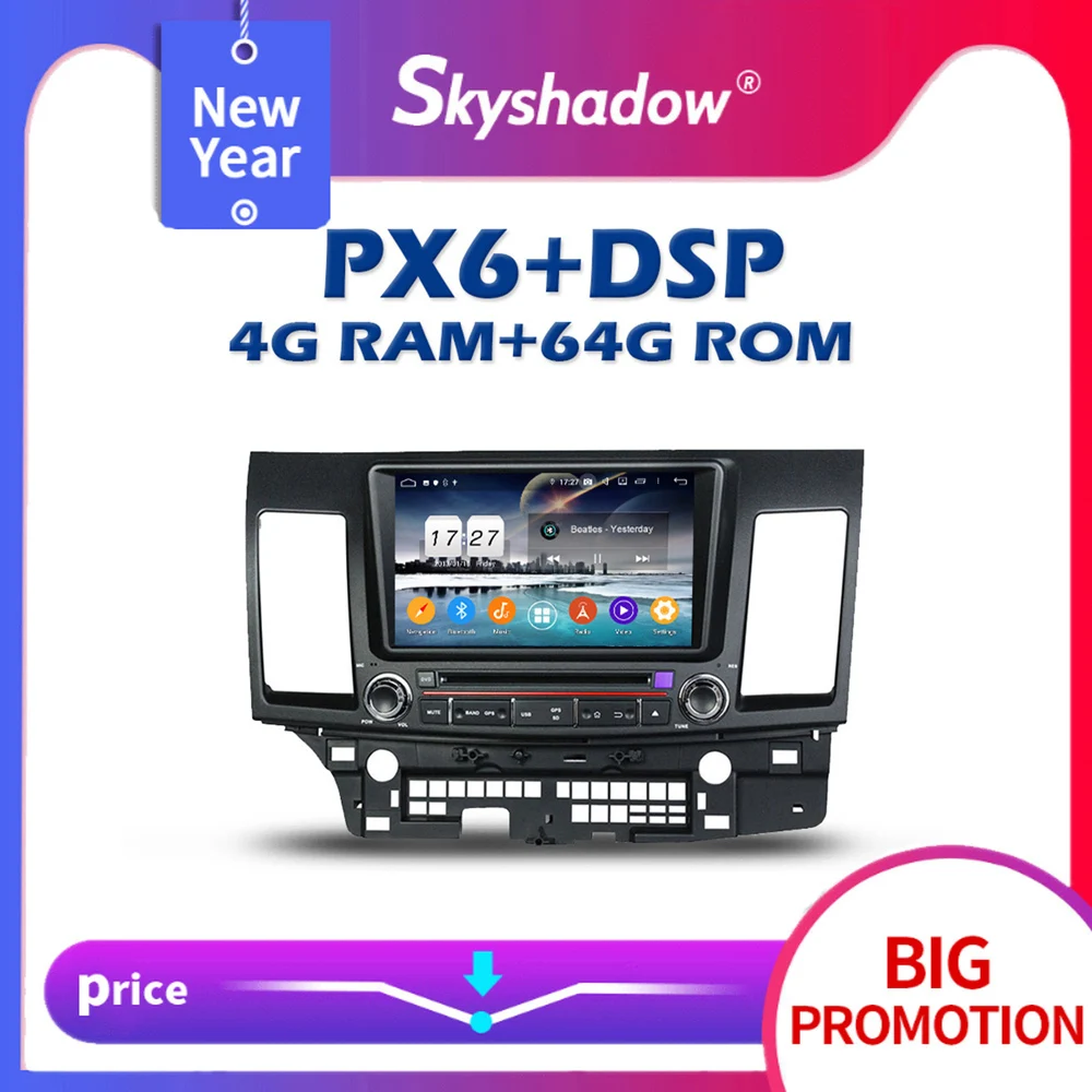 Автомобильный DVD-плеер 1280*720 PX6 DSP IPS Android 10 0 4 Гб + 64 GPS RDS радио Wi-Fi Bluetooth 5 для MITSUBISHI Lancer