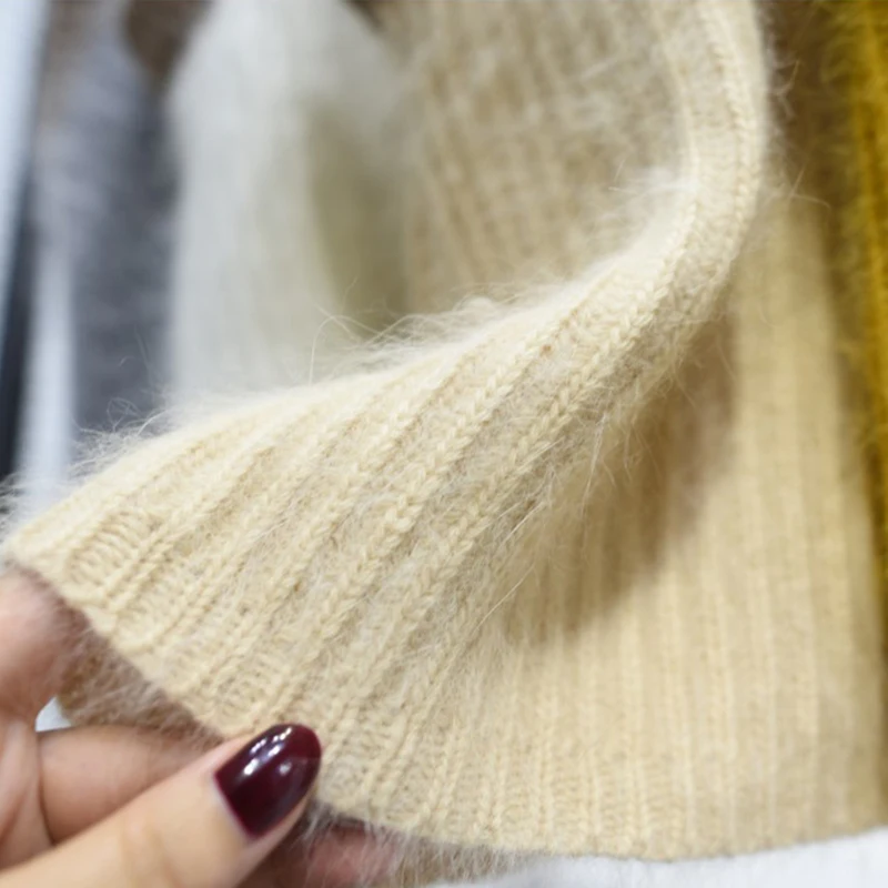 

Autumn Winter Women Mink Cashmere Sweater Short Vest Loose Spliced Waistcoat L6091227