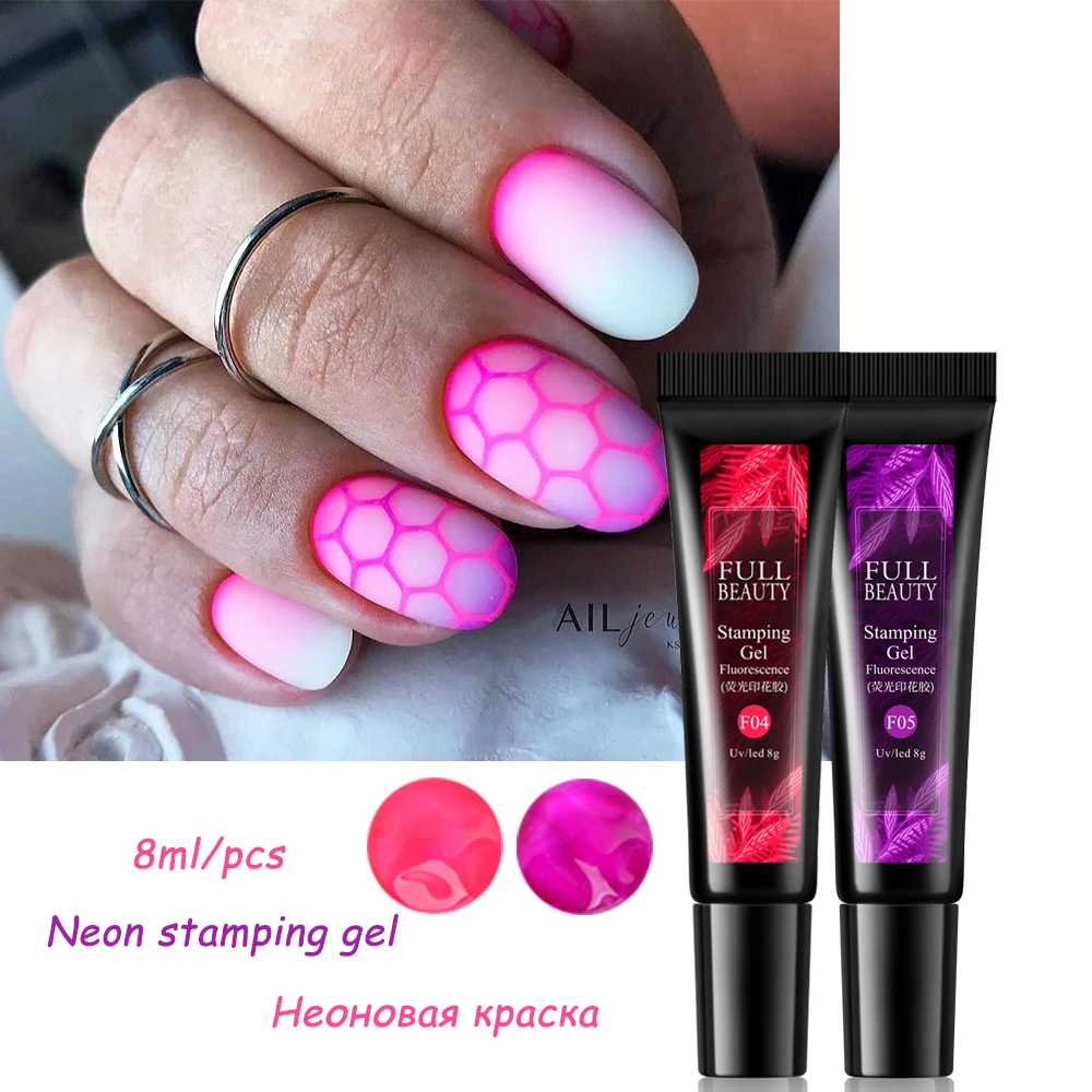 8 мл Гель краска для стемпинга неоновый зеленый лак гель лаки ногтей дизайн нейл