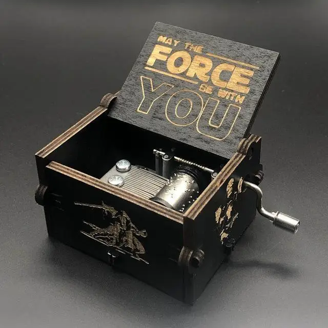 black Star Wars Игры Trhones деревянная музыкальная шкатулка ручной коленчатый Imagine John Godfather La land Star Wars Рождественский подарок королева музыкальная шкатулка - Цвет: black Star Wars