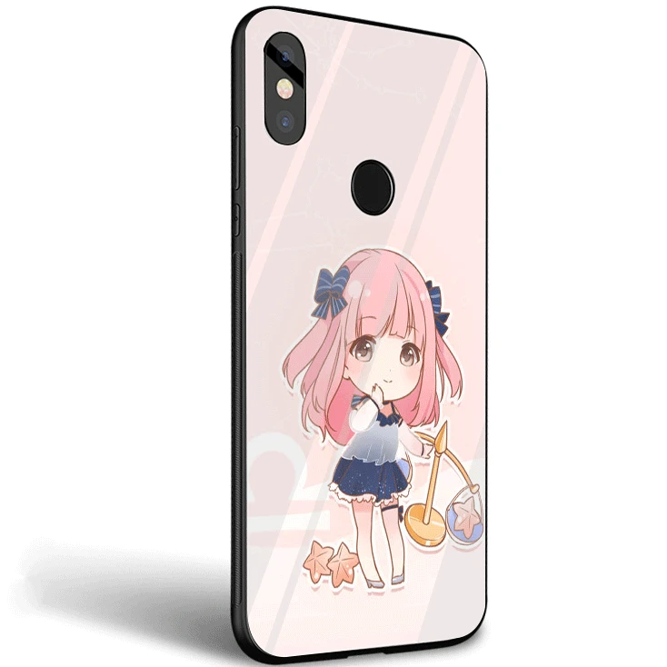 Mobile Phone Case Glass For Xiaomi Mi 8 Lite A1 A2 9 Redmi Note 5 6 7 Pro 6A 4X F1 Cover Anime Kawaii | Мобильные телефоны и