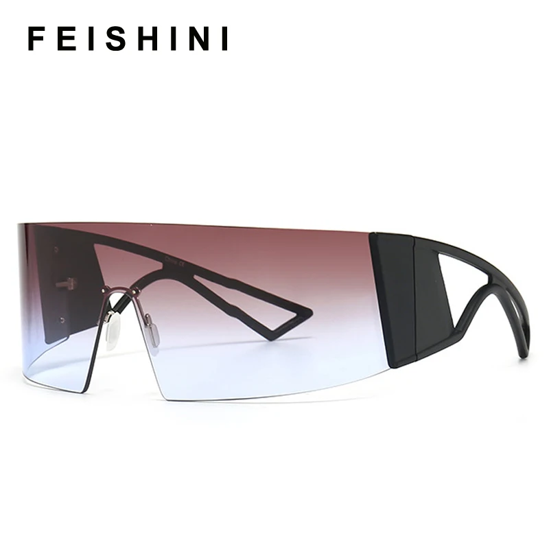 

Feishini High Quality Brand Luxury Sunglasses Women Tinted Fashion Festival Bar Sunglass Ladies Oversized Mirror Vintage Eyewear