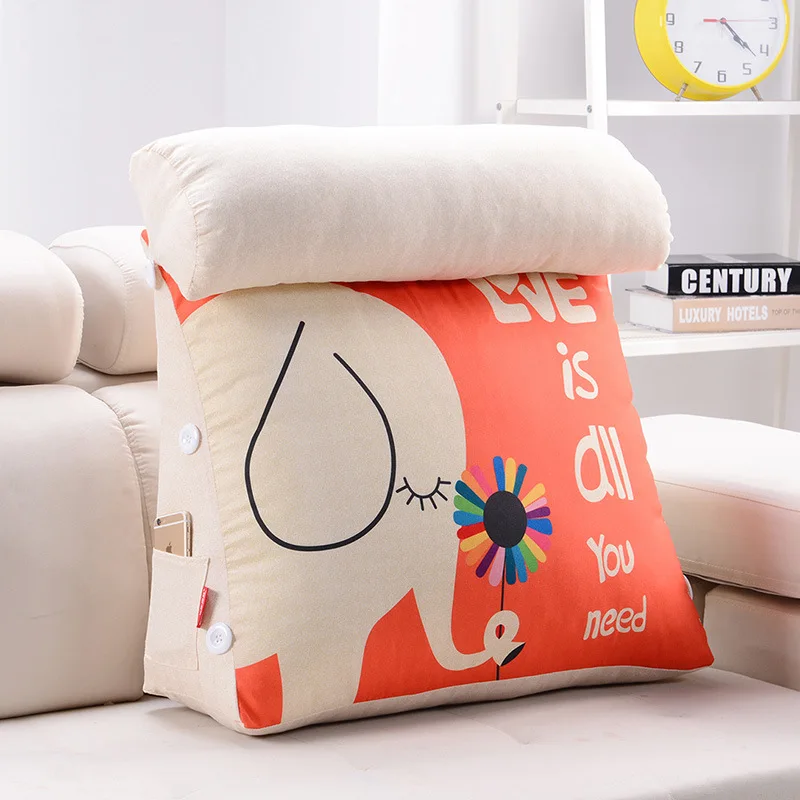 Cotton Linen Triangular Backrest Cushion for Sofa Cushions Bed Rest Pillow Back Support Large Size Throw 50c055 | Дом и сад