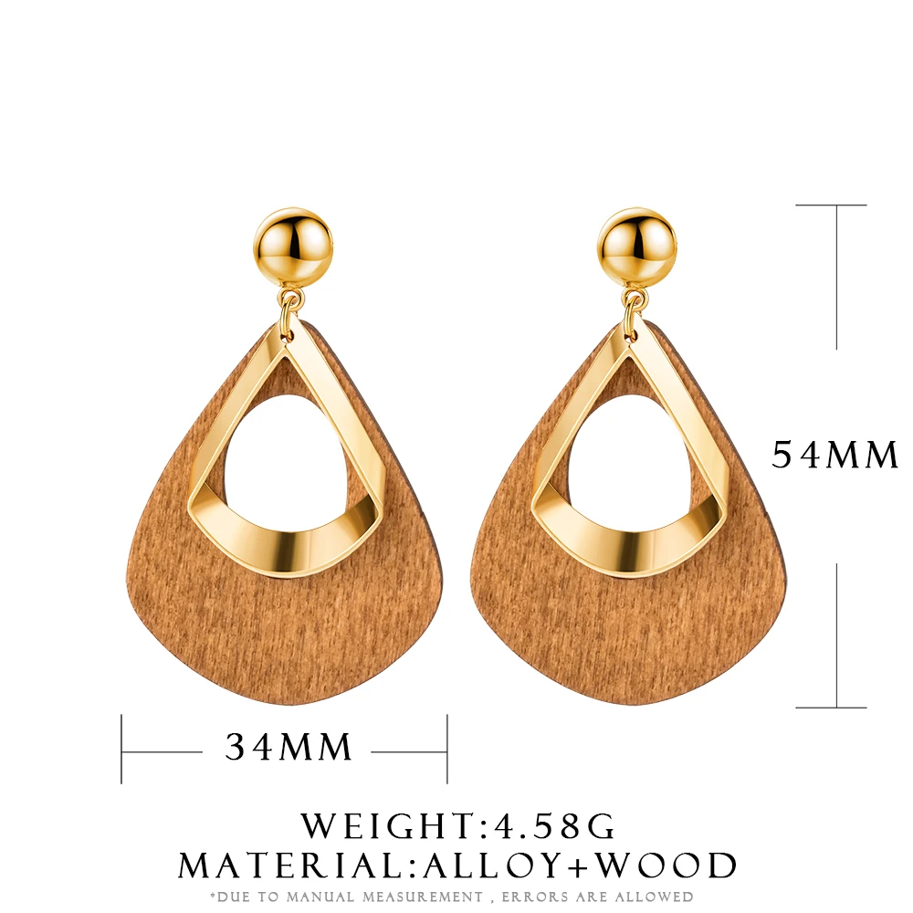 Женские винтажные серьги-подвески из коричневого натурального дерева богемные