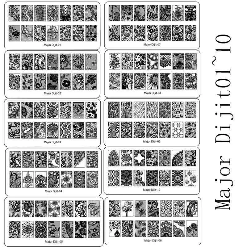 10 шт./лот пластины для штамповки ногтей прямоугольник подводный мир Пламя Дизайн