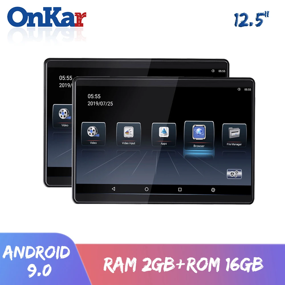 

ONKAR Car TV 12.5 inch Android Rear-seat Entertainment System 4k 1920*1080 IPS Screen Android 9.0 2GB+16GB MP5/HDMI/RCA/USB