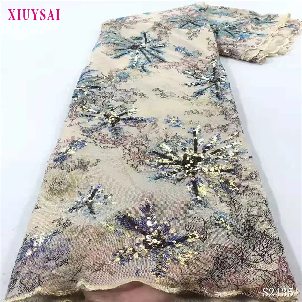 

2021 Sequin Lace Fabric Mesh Purple Color African Embroidery Sequence Nigerian French Party Latest Aso-ebi Tulle Hot Sale