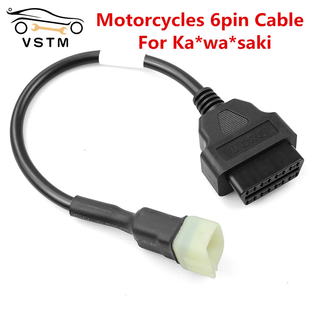 

2021 New Arrival OBD Motorcycle Cable For Ka*wa*saki 6 Pin Plug Cable Diagnostic Cable 6Pin to OBD2 16 pin Adapter