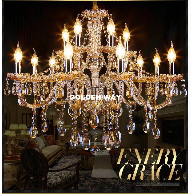 Бесплатная доставка Янтарный К9 Хрустальный люстра светильник для гостиной E14