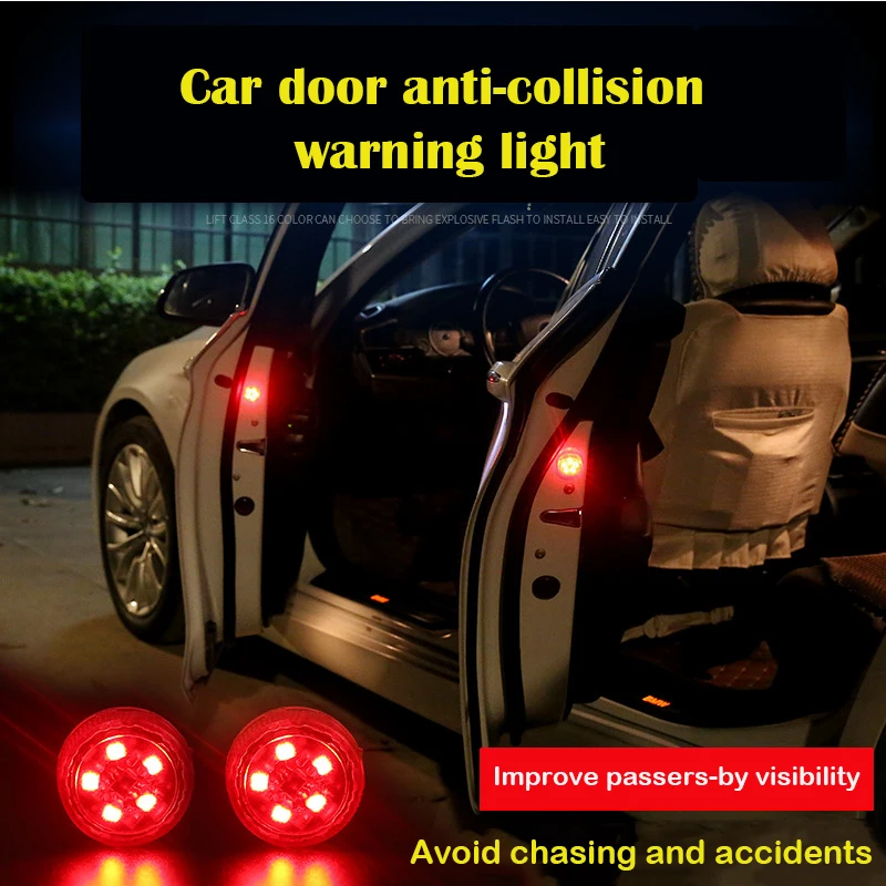 

CARCTR 1Pcs LED Car Door Opening Warning Lights Waterproof Strobe Flashing Safety Lamps Warning Lamps Wireless Alarm Lamp