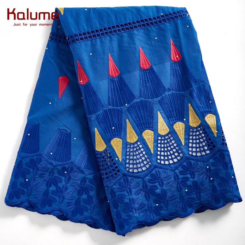 

Kalume 2021 Fashion Trends 100% Cotton African Lace Fabric Punch Hole Nigerian 100% Cotton Lace Fabric Stones For Sewing 2295