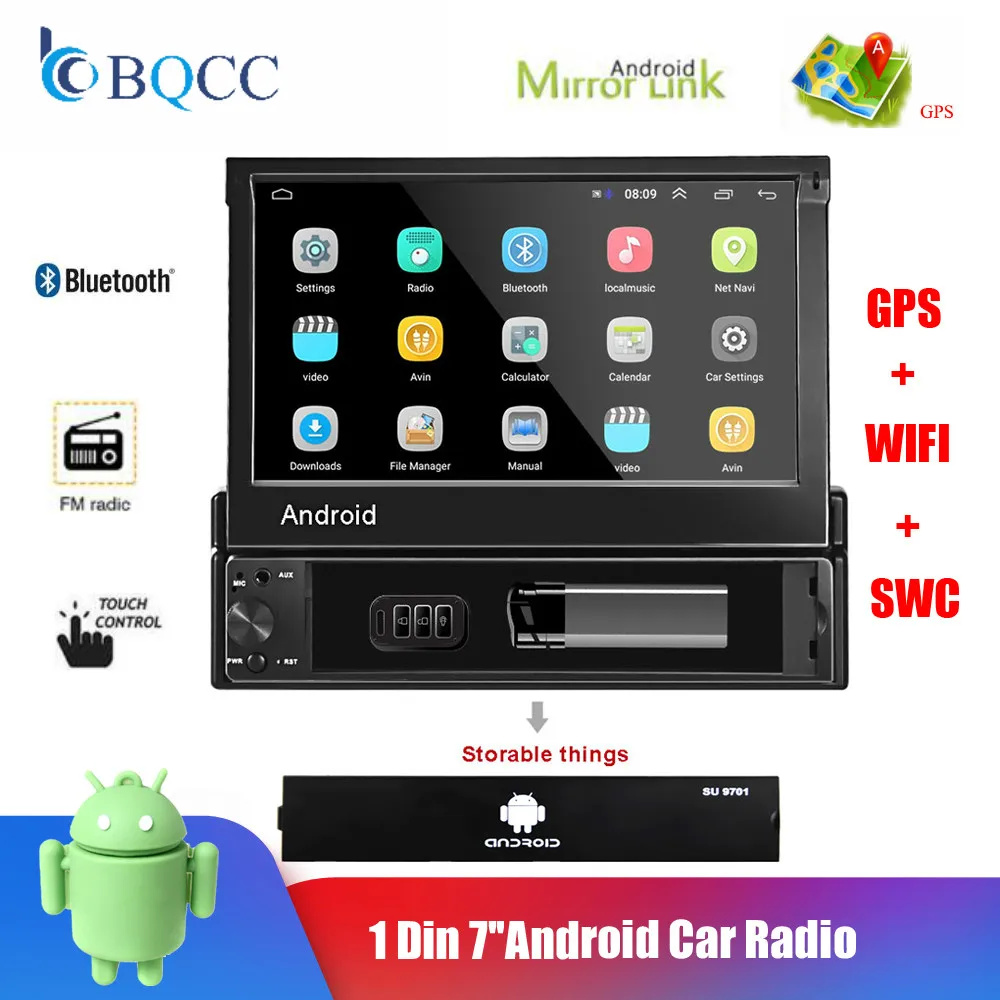 1 Din Android автомобильный Радио мультимедийный плеер GPS навигация Wifi авто MP5 Bluetooth USB FM