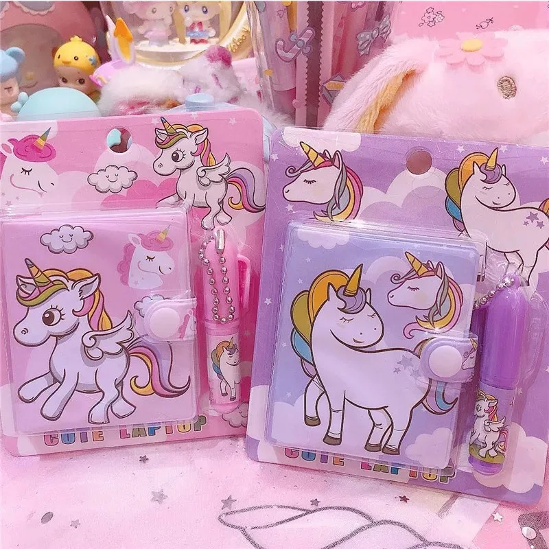 Мини Единорог блокнот с Фламинго с ручкой набор Kawaii животных медведи карманные блокноты для детей новые подарки студенческие канцелярские принадлежности