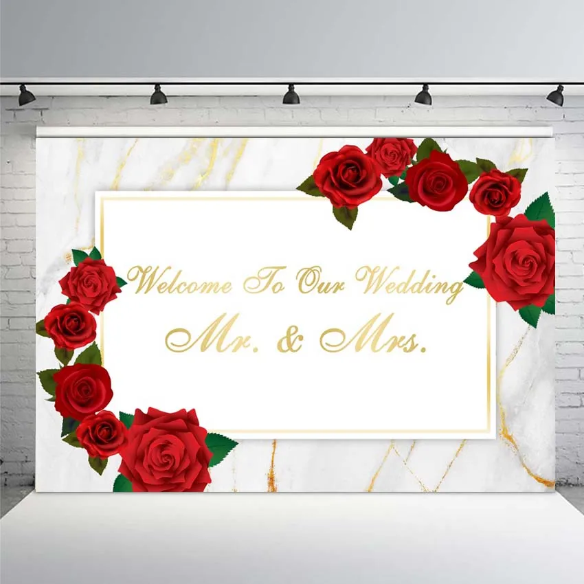 

Фон для свадебной фотосъемки с изображением красных роз и цветов украшение для вечевечерние мистер и миссис любовь мраморная текстура фон ...