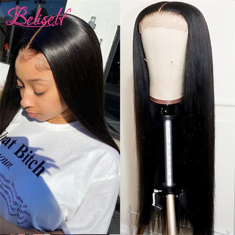 

30 Inch 13×4 Straight Lace Front Wigs 180 Density Natural Color Brazilian Remy Human Hair Wigs For Black Woman Beliself