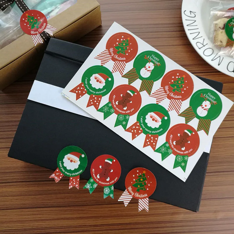 

80 Pcs/lot Christmas Theme Series Sealing Lable Stickers Toys Children Cute Round Badge Design Package DIY Decorative Stickers