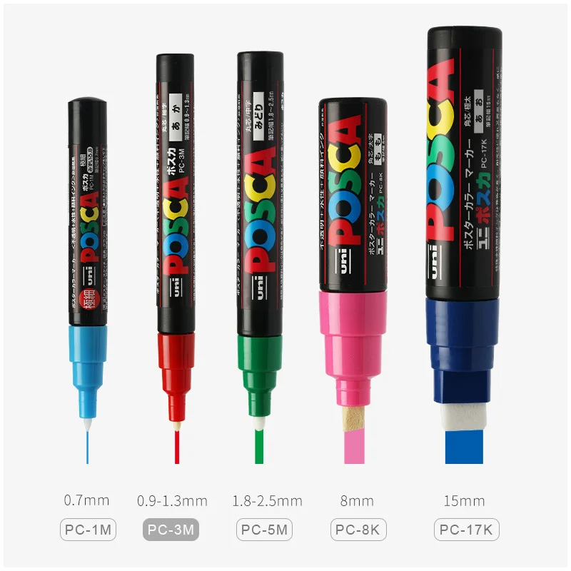 

UNI POSCA Marker Pen PC-1M PC-3M PC-5M Set POP poster Advertising pen Paint pen Comic Painting Round head water Art Marker