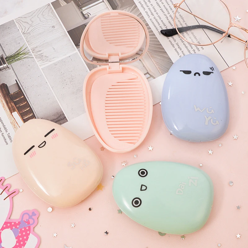 1 шт. мини-зеркало для макияжа ручное складное мультяшное каменное Супер милое