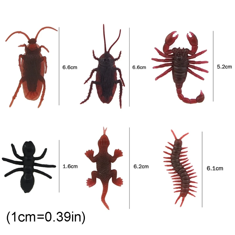 

100 Pcs Prank Fake Roaches/Gecko/Ant/Centipede Favorite Trick Joke Toys Scary Insects Realistic PVC Bugs for Party Christmas Hal