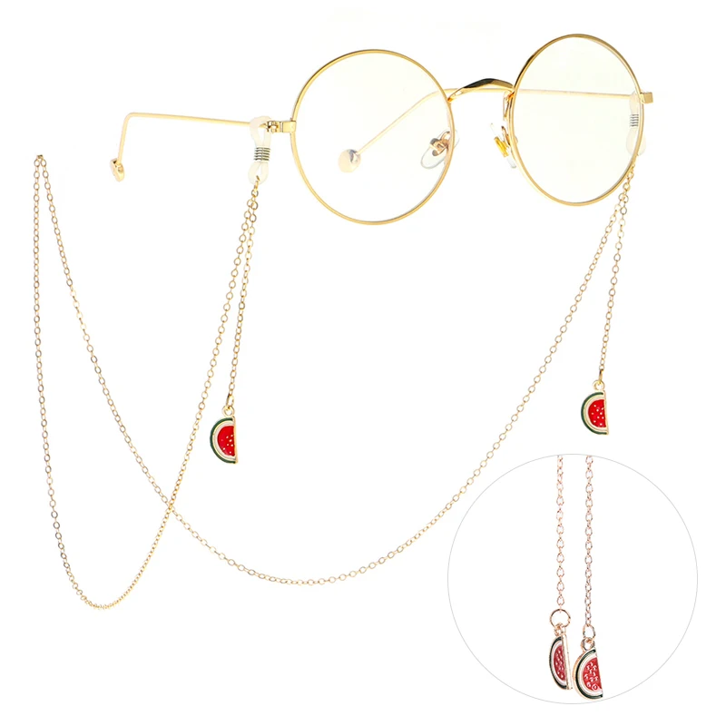 

Cute Fashion Small Fruit Watermelon Pendant Glasses Chain For Women Kids Charm Sunglasses Chain Metal Hanging Neck Rope