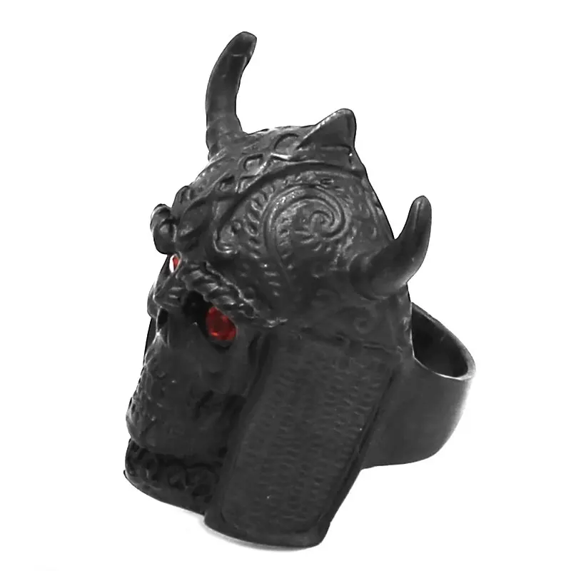 Кольцо в римском стиле R0455B с красным камнем и глазами из нержавеющей стали|jewelry mood