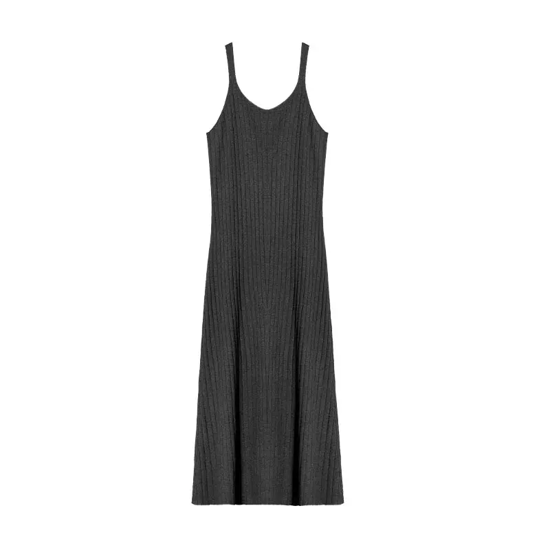 

Knit Halter Fall and Winter Inner over-the-Knee Woolen Dress Bottoming Shirt Outer Wear Sleeveless Vest Sweater A