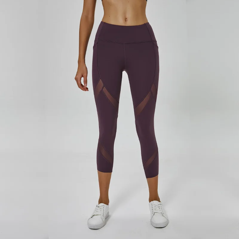 Leggings With Pocket High Waist Yoga Pants Push Up Leggings Sport Women Fitness Net Yarn Elastic Exercise Tight Gym Sport Pants