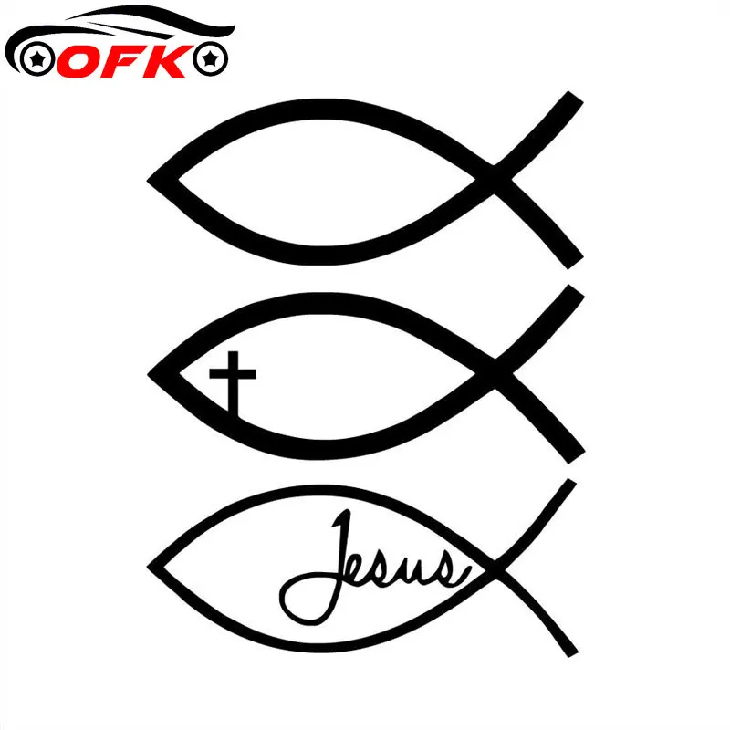 

Classic Jesus Fish God Christian Cross Vinyl Sticker Decal Car 12.8CM*9.6CM
