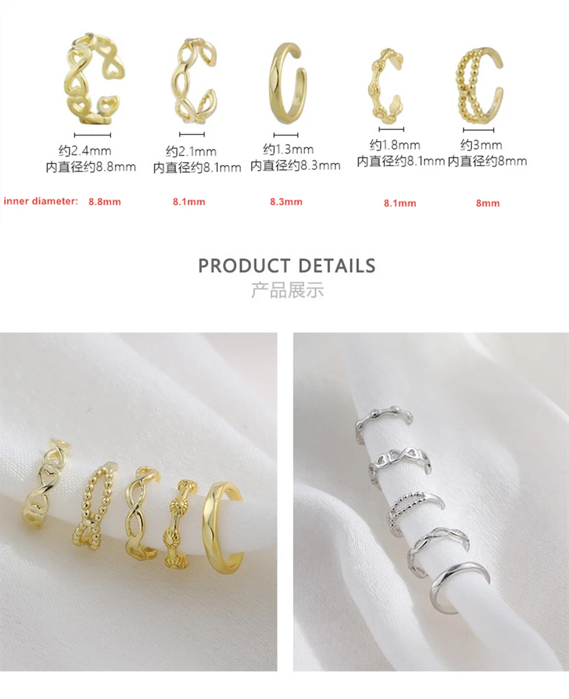 925 sterling silver earring fashion geometric circle ear ring clip without hole false Simple bone boy girl jewel | Украшения и