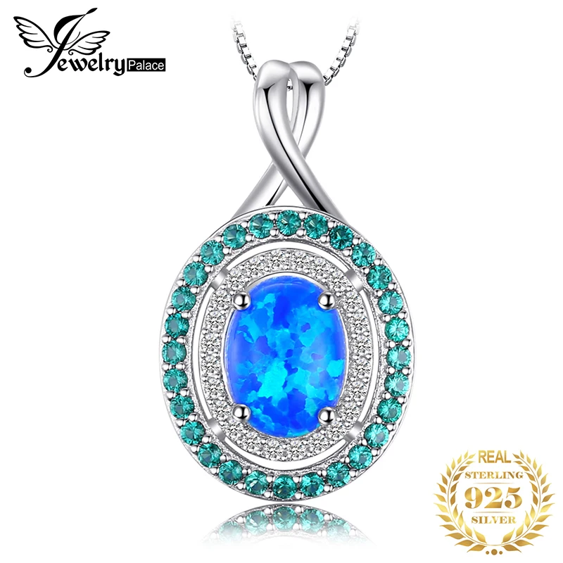 Jpalace 1.5ct кулоны с опалом изумрудное ожерелье подвеской 925 драгоценные камни из