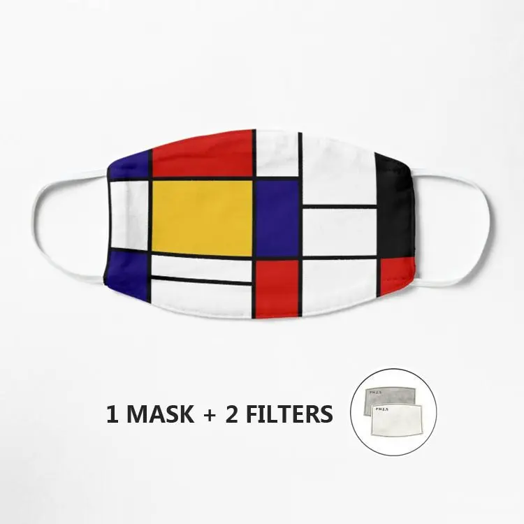 

De Stijl #2 (Mondrian Inspired) Mask Face Mask Dust-proof Windproof Outdoor Mouth Repeatable Washable Mascarilla