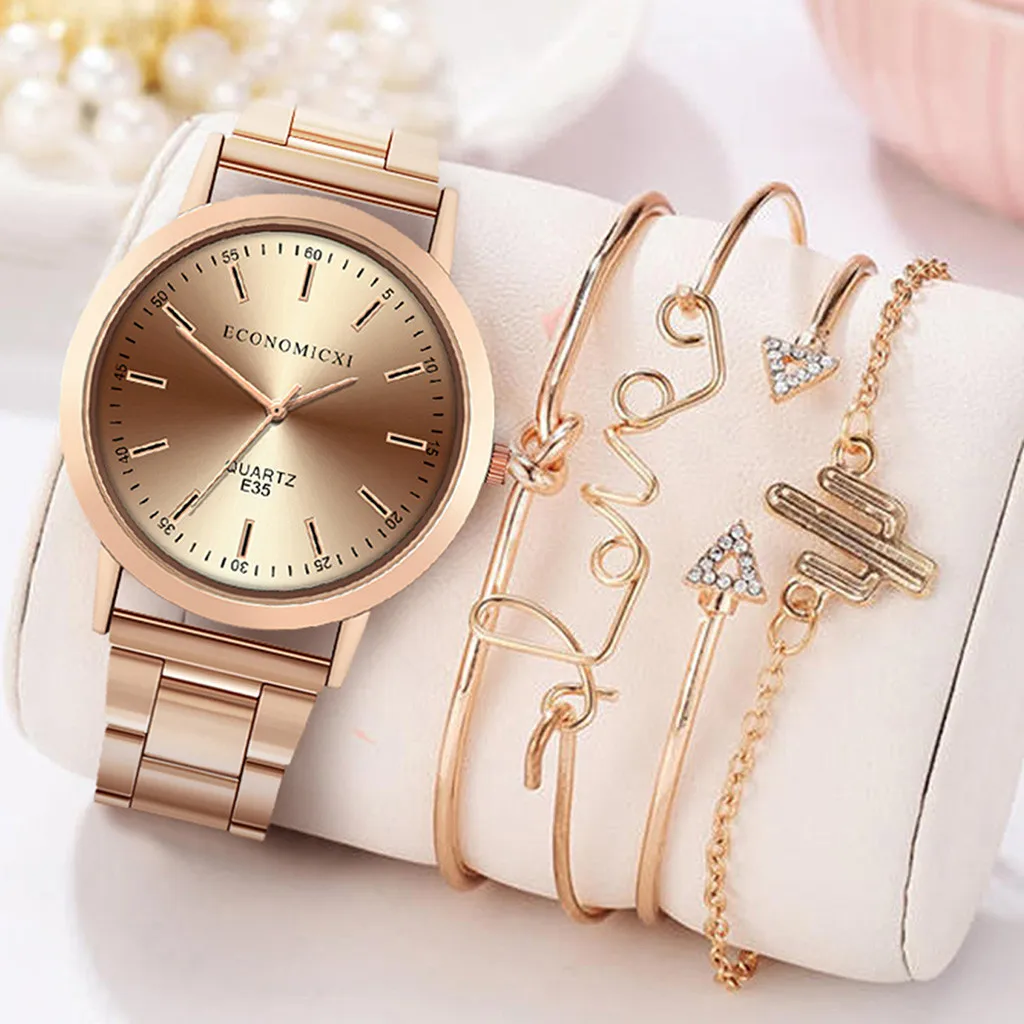 

ECONOMICXI Popular Quartz Watch Luxury Bracelet Gemstone LOVE Bracele Bracelet for Women's Watch Fashion Casual Alloy Clock