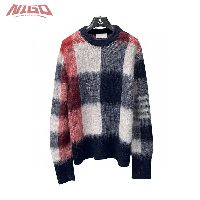 

NIGO TB Round Neck Plaid Sweater Coat