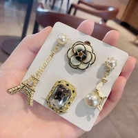 luxury tower rose pendant suit brooch jewelry flowers lapel pins heart sign ppearls brooches for women 4 pcsset