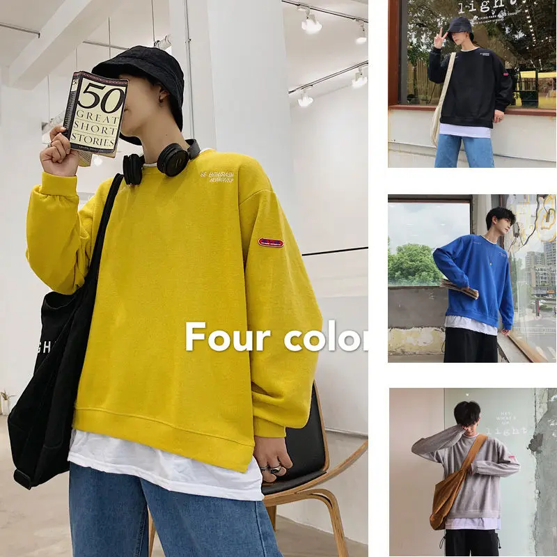 

Свитшот мужской с имитацией двойки, повседневная спортивная рубашка с длинным рукавом, Классический пуловер с принтом собаки, свободная ру...